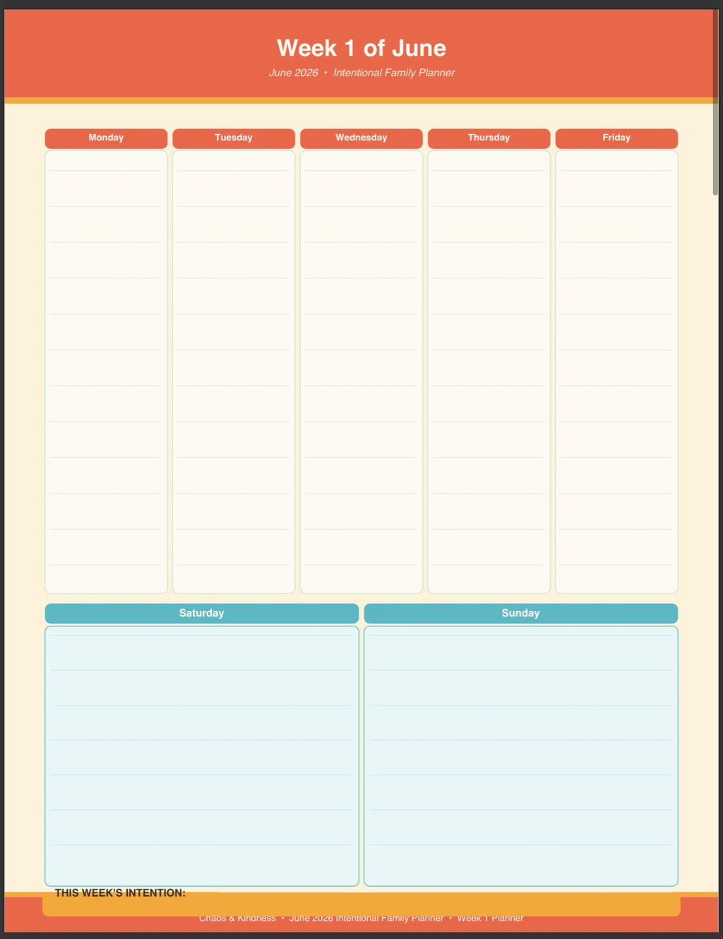 The Intentional Family Planner — Monthly PDF Subscription