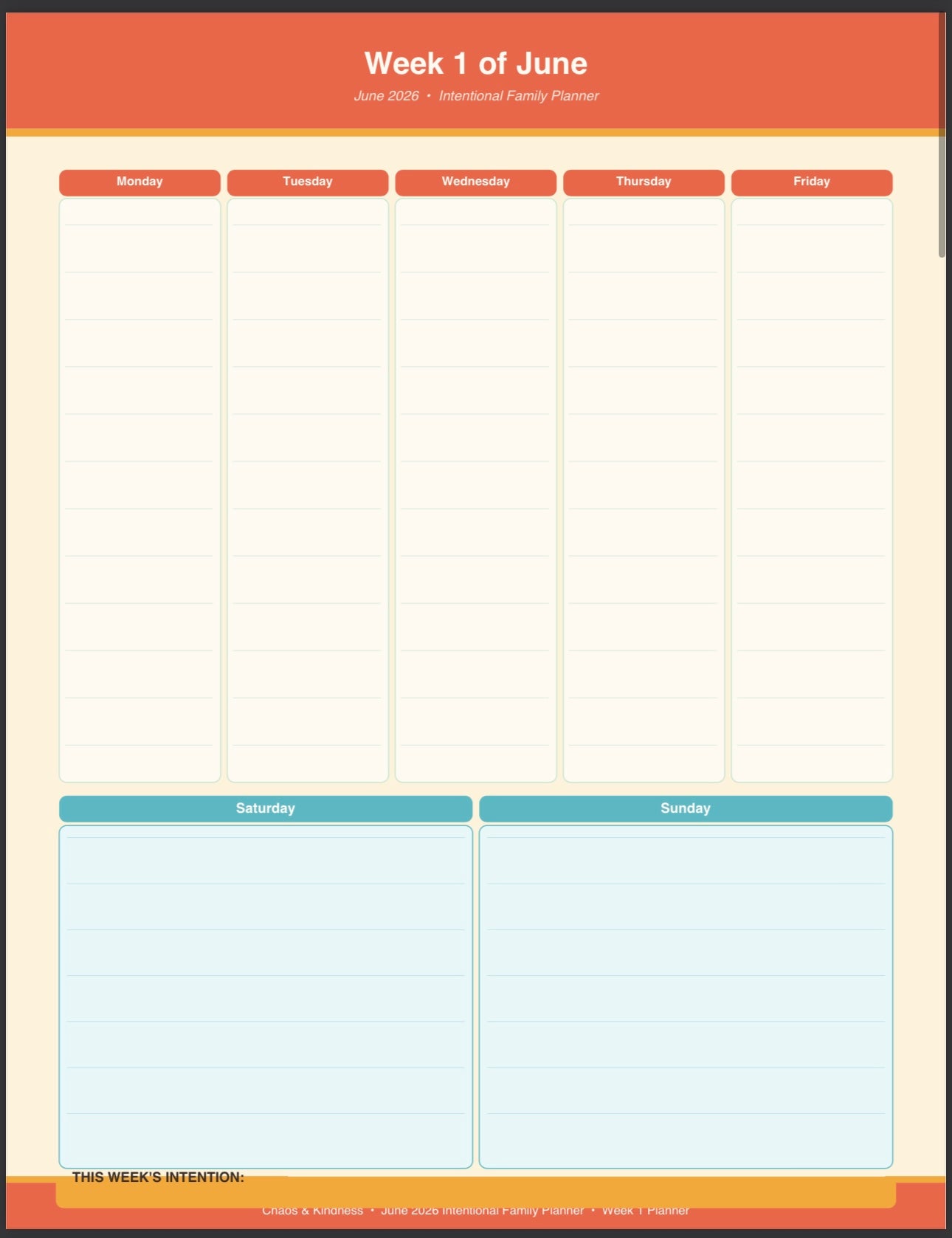 The Intentional Family Planner — Monthly PDF Subscription